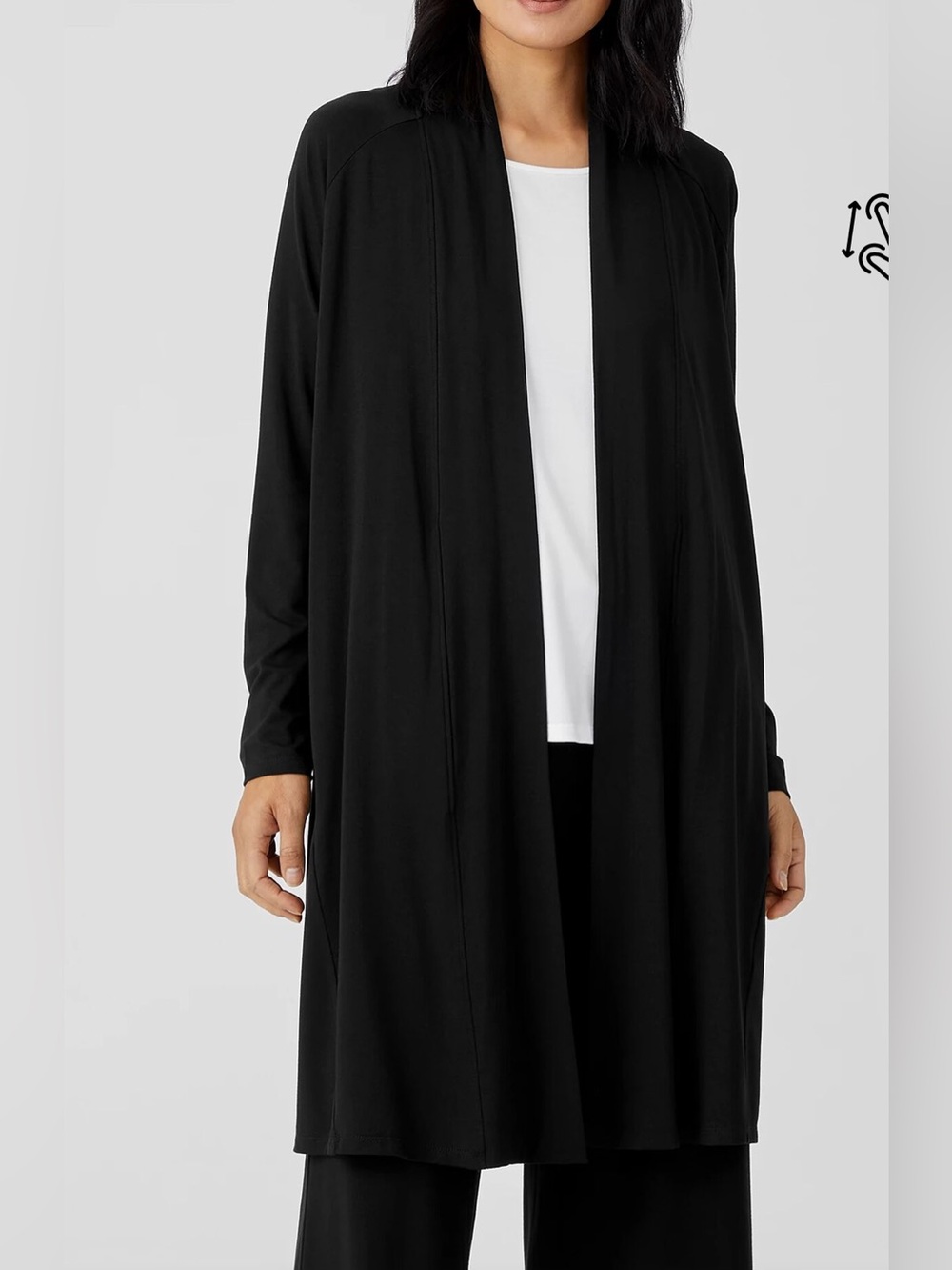 Eileen Fisher Stretch Jersey Knit Long Wool Jacket Brown Sz XL S26